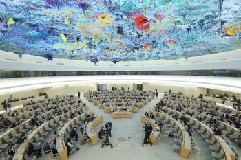 An overview of the special session on the situation in Ukraine of the Human Rights Council at the United Nations in Geneva, Switzerland, March 4, 2022. REUTERS/Denis Balibouse