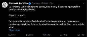 Álvaro Uribe opinó sobre la