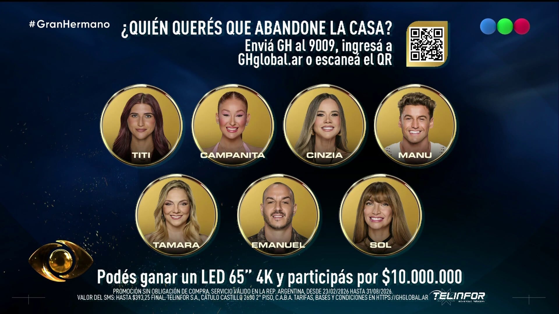 La placa definitiva de Gran Hermano Generación Dorada quedó integrada por Titi Tcherkaski, Campanita Pereira, Cinzia Francischiello, Manu Ibero, Tamara Paganini, Emanuel Di Gioia y Sol Abraham