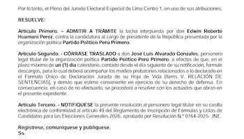 Admiten tercera tacha contra Mario