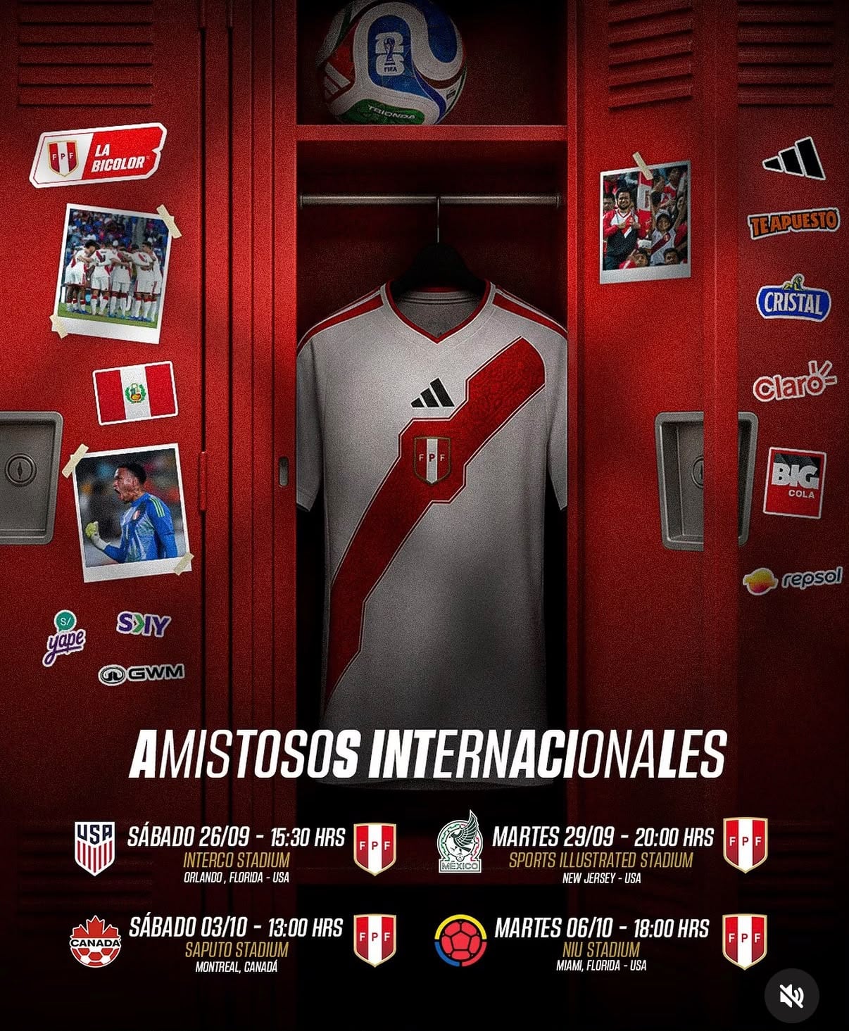La programación de los próximos amistosos de la selección peruana.