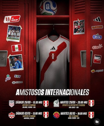 La programación de los próximos amistosos de la selección peruana.