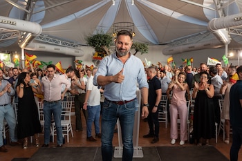 Santiago Abascal en un mitin.