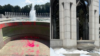 Arrestaron a una mujer por el vandalismo en el Monumento a la Segunda Guerra Mundial en Washington