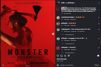 'Monster: The Lizzie Borden Story' llegará a la plataforma el próximo 17 de septiembre. (Instagram)