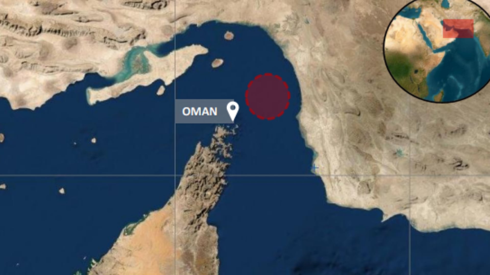 La ubicación del ataque iraní contra el portacontenedores en el estrecho de Ormuz (Créditos: UKMTO)