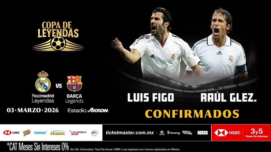 Luís Figo y Raúl González encabezan el cartel del partido ante leyendas del Barcelona.