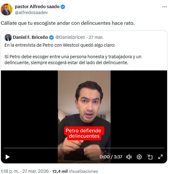 Alfredo Saade arremetió contra Daniel Briceño en X - crédito @alfredosaadev/X