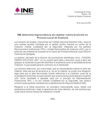 Comunicado oficial del INE.