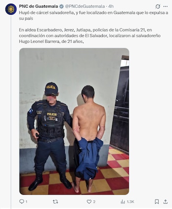 La Policía de Guatemala informó este sábado que arrestó a Hugo Leonel Barrera, de 21 años. (captura de pantalla de X)