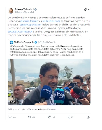 Paloma Valencia respondió a Iván Cepeda