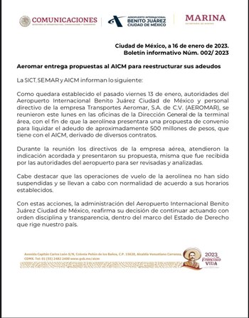 El AICM dio a conocer