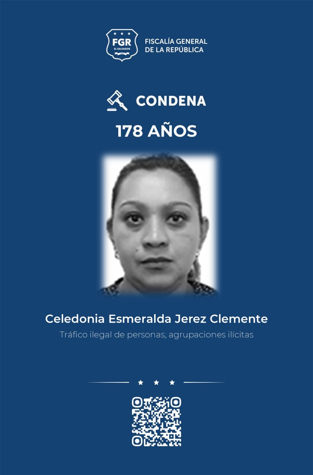Celedonia Esmeralda Jerez Clemente recibió una condena de 178 años de prisión por tráfico ilegal de personas (Foto cortesía FGR).