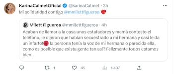 Karina Calmet se solidariza con