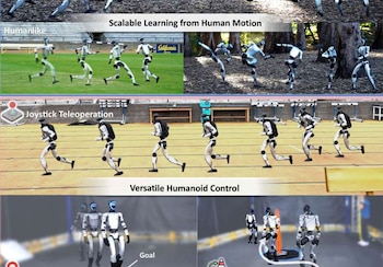 Una IA enseñó a un robot humanoide a correr, dar patadas y hacer volteretas