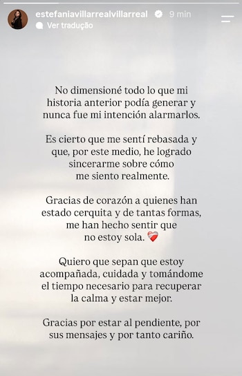Estefanía Villarreal reaparece tras alarmante mensaje sobre la depresión, “me sentí rebasada” (Instagram)