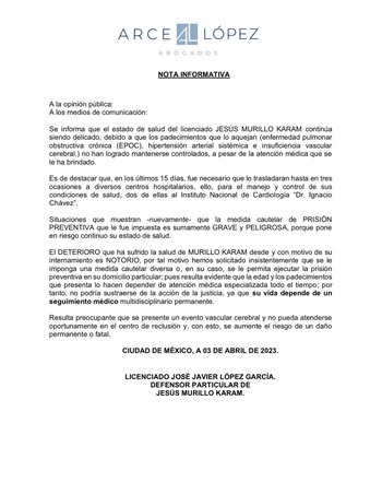 Comunicado de Javier López, abogado