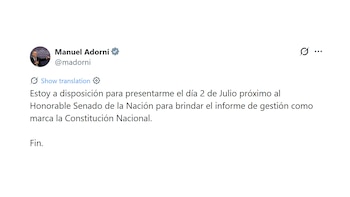 Manuel Adorni dijo que está a disposición para ir al Senado