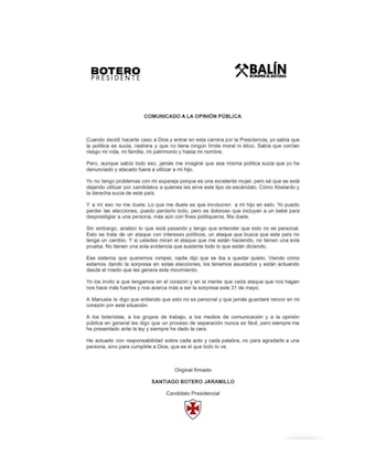 El candidato presidencial Santiago Botero Jaramillo rechaza las acusaciones de violencia intrafamiliar presentadas por su esposa en Cartagena - crédito Santiago Botero