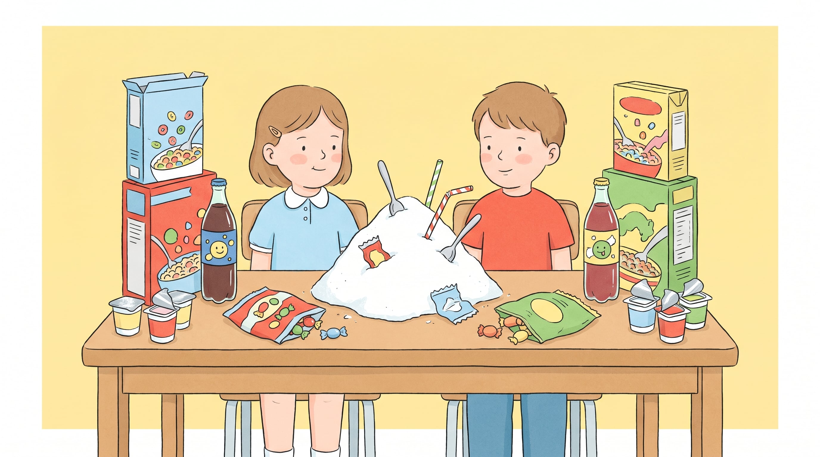 Los productos ultraprocesados, las bebidas y los snacks concentran azúcares añadidos que vuelven cotidiano su consumo en la infancia (Imagen Ilustrativa Infobae)