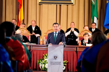 11/09/2026 El presidente de la Junta, Juanma Moreno, en un momento de su intervención con motivo del inicio de curso universitario en Granada. Septiembre 2026. (Foto de archivo).
POLITICA
JOAQUIN CORCHERO / EUROPA PRESS