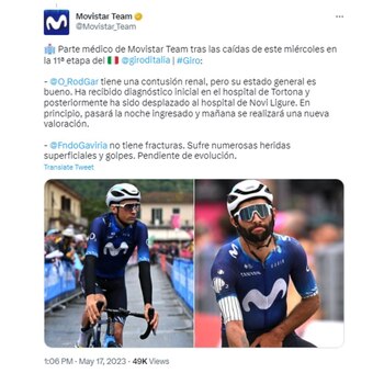 Gaviria se fue al suelo