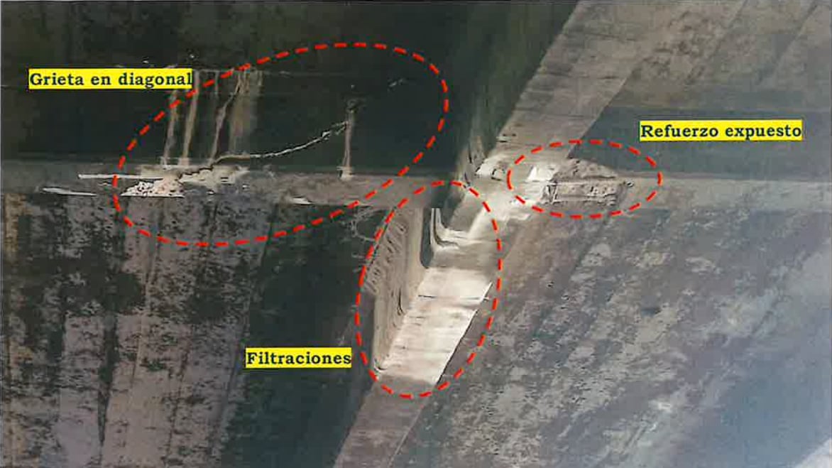 La Conred advirtió un deterioro severo en el puente del Anillo Periférico sobre la calzada Raúl Aguilar Batres, en la zona 11 de la Ciudad de Guatemala. (Conred)