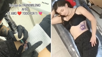Yeline Lizbeth Patiño, conocida en redes como “Yeliths de Milenio 60”, volvió a llamar la atención por un tatuaje dedicado a la ruta A/F60 de TransMilenio - crédito @yeliths_official/Instagram
