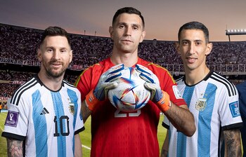 Messi, Dibu Martínez y Di