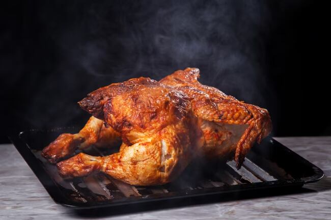 El precio del pollo asado en Colombia bajó en enero debido al fortalecimiento del peso y la caída del dólar estadounidense - crédito Freepik