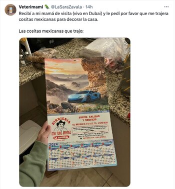 Mexicana en el extranjero pide algo de México y su madre le lleva un calendario de carnicería