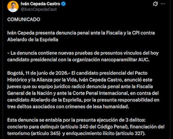 Iván Cepeda - crédito @IvanCepedaCast/X
