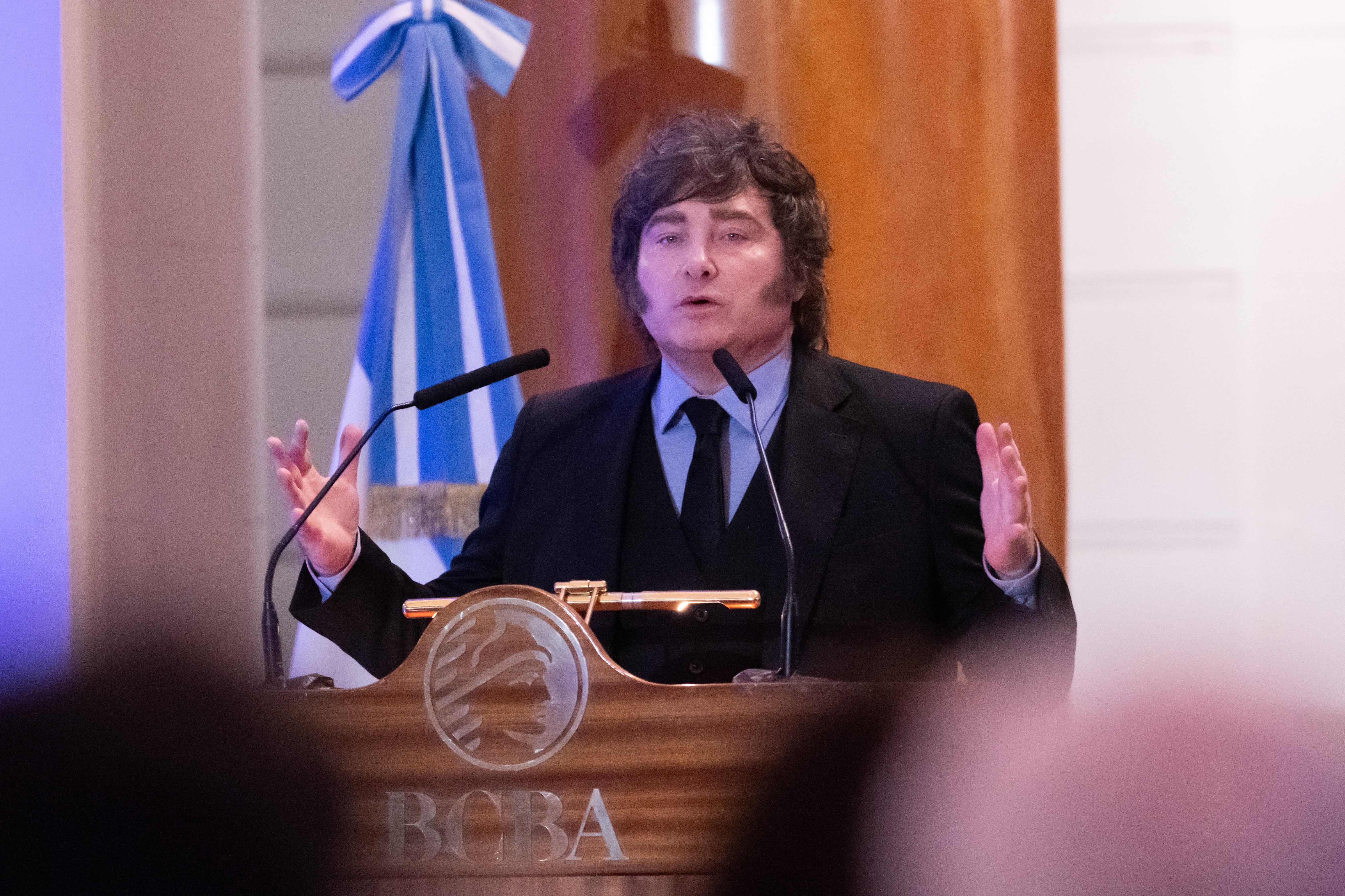 Javier Milei en la Bolsa de Comercio