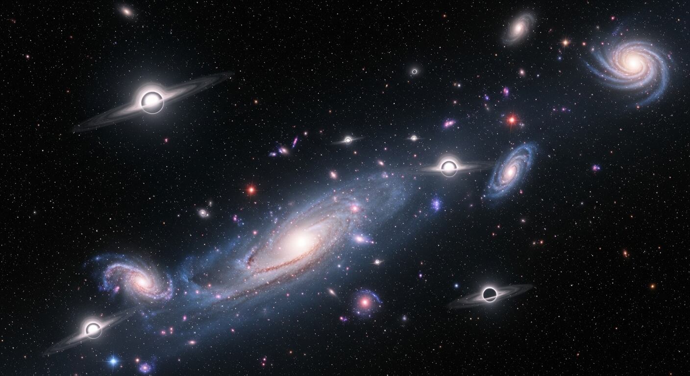 Los agujeros negros primordiales se posicionan como posibles responsables del misterio de la materia oscura, según científicos internacionales (Imagen Ilustrativa Infobae)