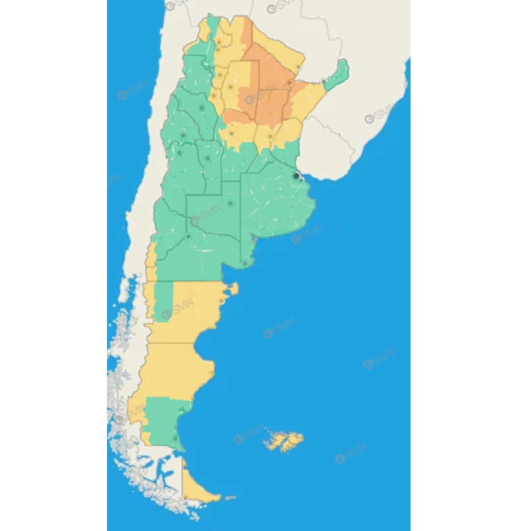 El mapa de alertas meteorológicas