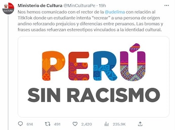 Mensaje del Mincul a la