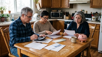 Adultos mayores revisan documentos del Seguro Social de Estados Unidos - VisualesIA ScribNews