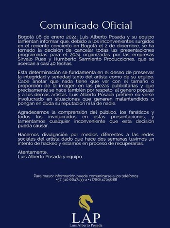 Luis Alberto Posada confirmó que