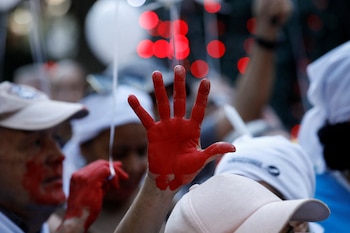 Una simpatizante de la líder