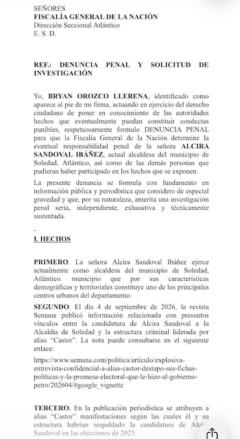 Orozco pidió investigar tres delitos: concierto para delinquir, conductas contra los mecanismos de participación democrática y delitos contra la administración pública - crédito @BryanOrozcoLl/X
