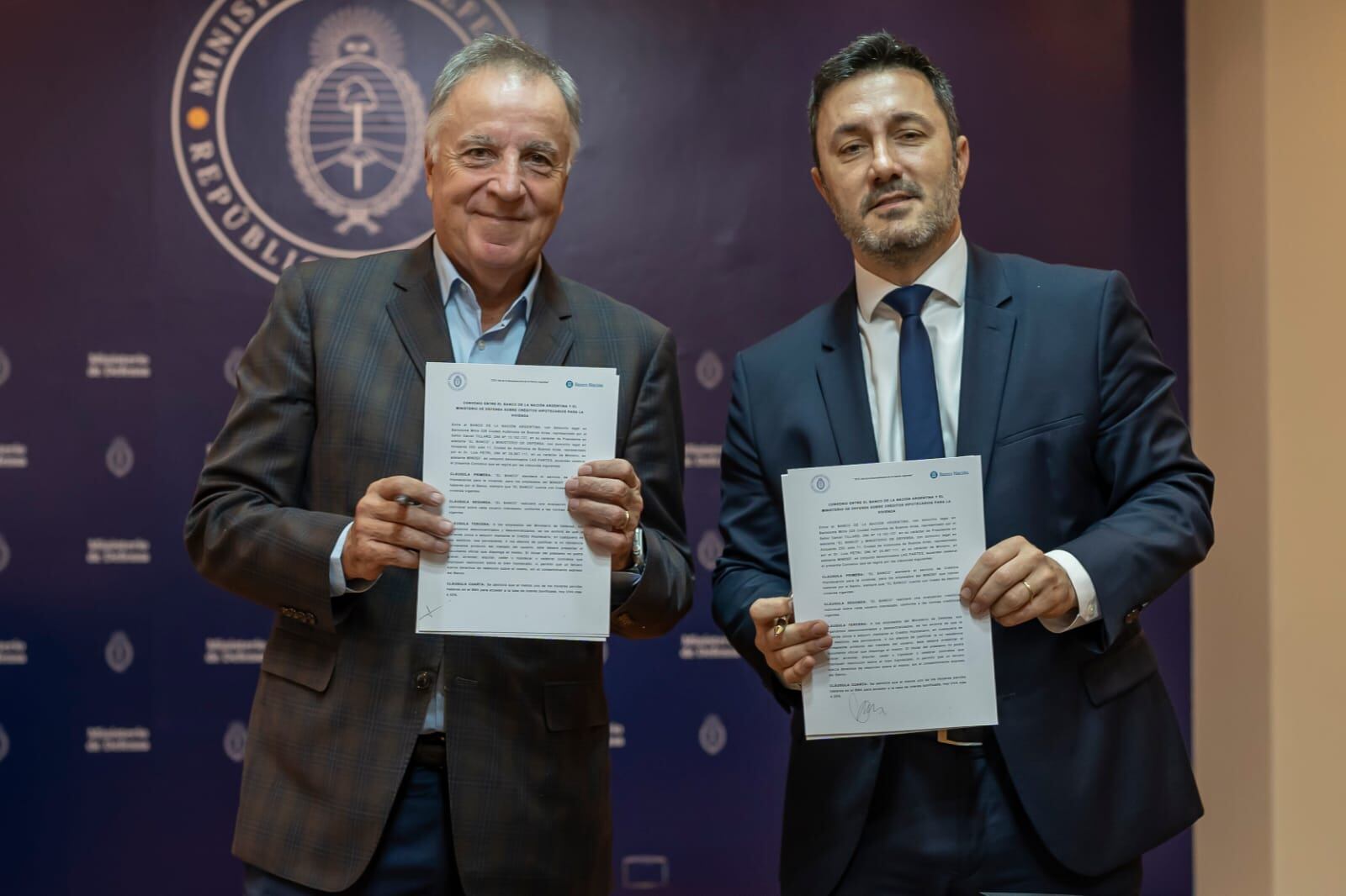 El presidente del Banco Nación, Daniel Tillard, y el ministro de Defensa de la Nación, Luis Petri