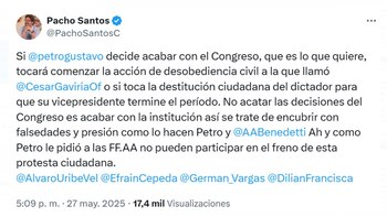 El exvicepresidente Pacho Santos anunció