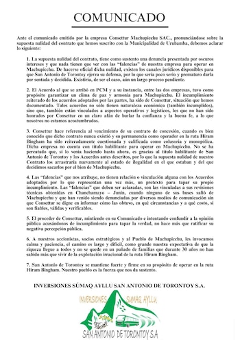 Comunicado de San Antonio de