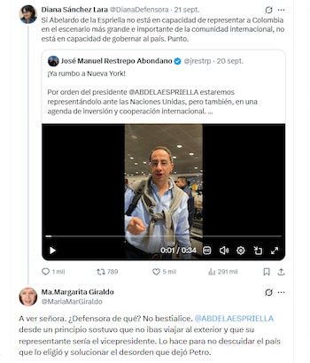 El respaldo de la actriz se puede apreciar en sus respuestas a noticias y publicaciones directas en su cuenta - crédito @MariaMarGiraldo / X