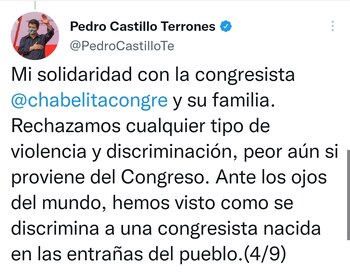 Pedro Castillo se solidarizó con