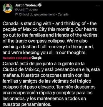 Tuit de Justin Trudeau