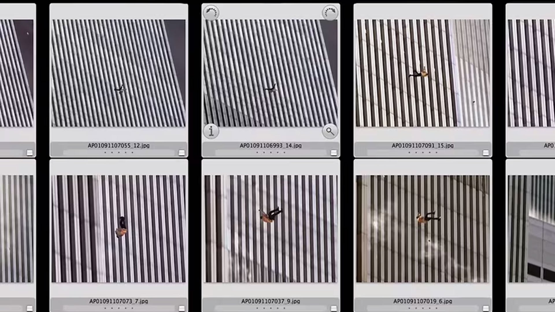 La fotografía El hombre que cae se publicó en diarios de todo Estados Unidos y desapareció en pocos días por el rechazo del público. (AP)