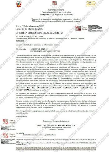 Oficio del Poder Judicial en