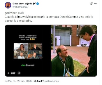 Las palabras de Claudia López hacia Daniel Samper generaron reacciones tanto de respaldo como de rechazo - crédito @ThomasitaD/X