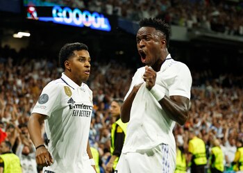 Rodrygo y Vinicius celebran un
